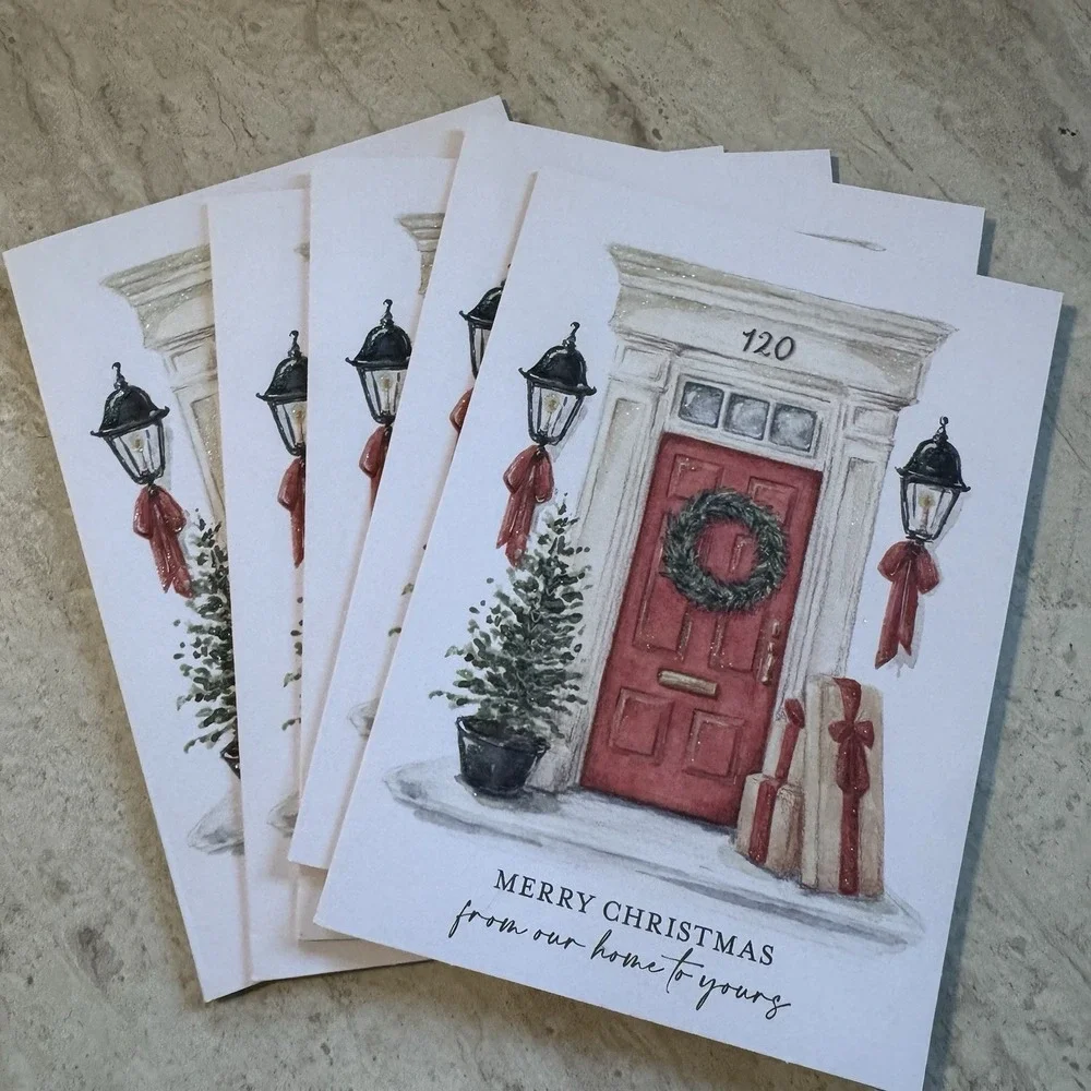 Graphique Lot Of 5 Door with Gifts‎ Glittery Classic Christmas Cards